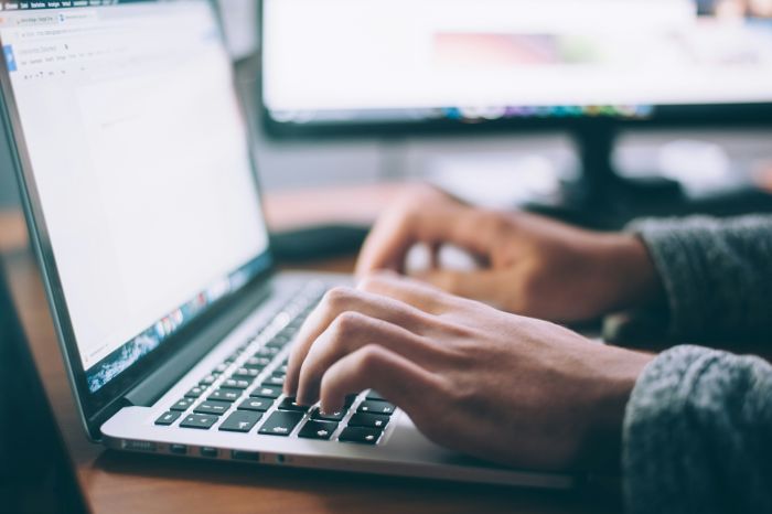 Hands at a laptop